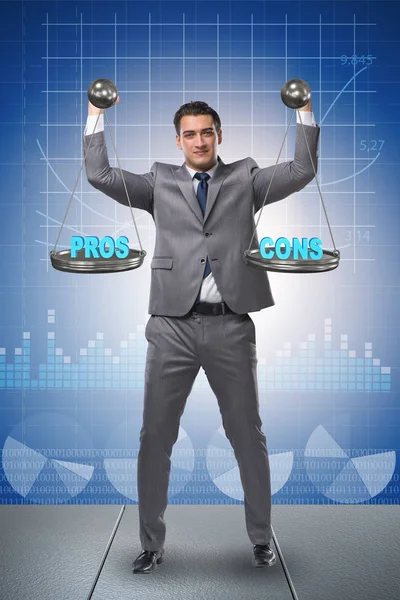 Businessman choosing pros and cons — Stock Image Businessman choosing pros and cons Royalty Free Stock Images