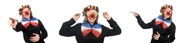 Lustiger Clown isoliert auf weiß — Stockfoto