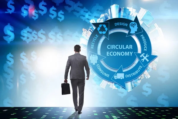 Concept of circular economy with businessman — Stock Photo, Image