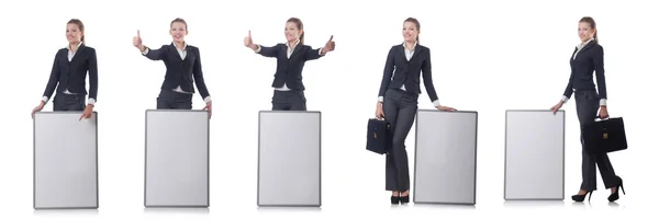 Mujer mujer de negocios con tablero en blanco — Foto de Stock