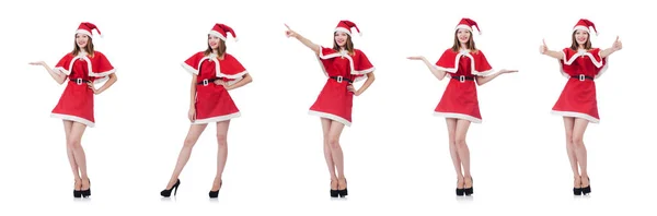 Giovane Donna Costume Babbo Natale Rosso Bianco — Foto Stock