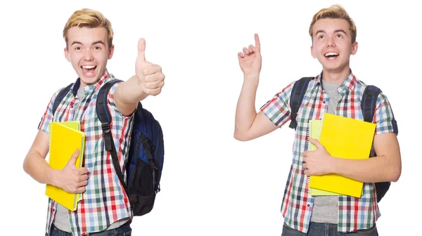 Joven estudiante aislado sobre fondo blanco — Foto de Stock