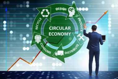 Concept of circular economy with businessman clipart