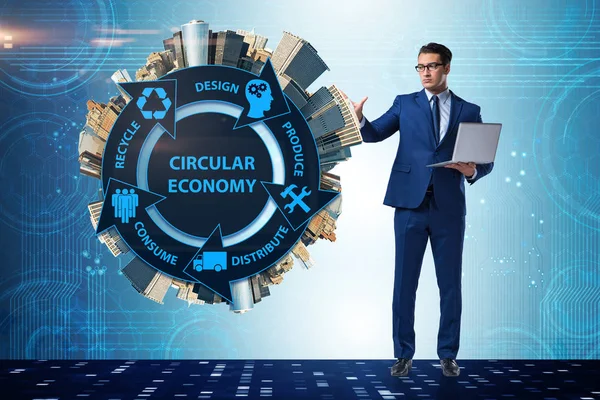 Concept of circular economy with businessman