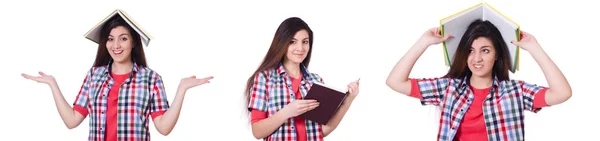 Young female student isolated on the white — Stock Photo, Image