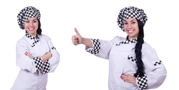 Jovem cozinheiro isolado no branco — Fotografia de Stock