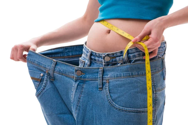 Büyük boy kot pantolonla diyet kavramı — Stok fotoğraf