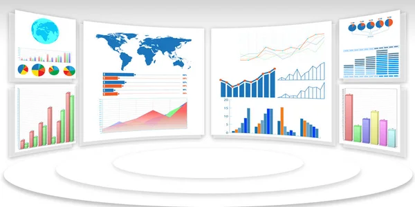 Geschäftsdiagramme und Infografiken - 3D-Rendering — Stockfoto