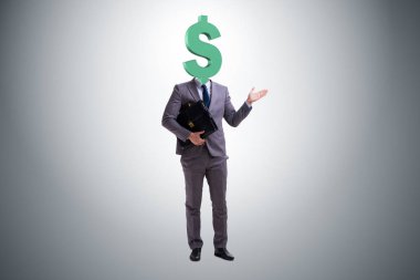 Kafası yerine dolar işareti olan bir iş adamı.