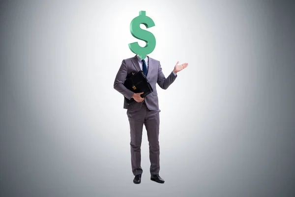 Businessman with dollar sign instead of head — Stock Photo, Image