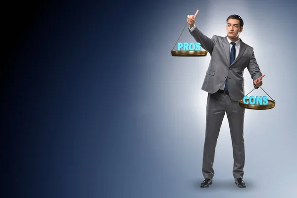 Businessman choosing pros and cons — Stock Image Businessman choosing pros and cons Stock Image