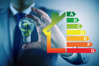 Enerji verimliliği kavramında iş adamı