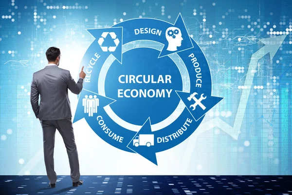 Conceito de economia circular com empresário — Fotografia de Stock