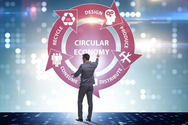 Concepto de economía circular con empresario — Foto de Stock