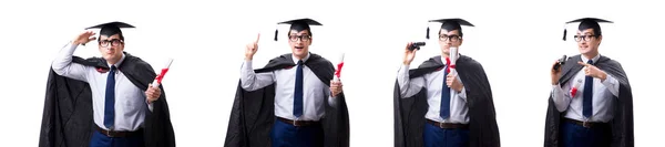 Estudante graduado isolado em fundo branco — Fotografia de Stock