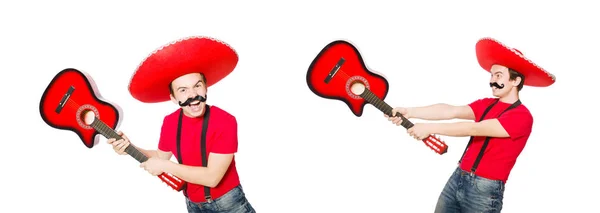 Guitarrista mexicano isolado no branco — Fotografia de Stock