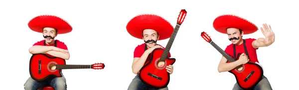 Guitarrista mexicano isolado no branco — Fotografia de Stock