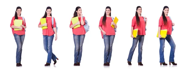 Joven estudiante aislada en blanco — Foto de Stock