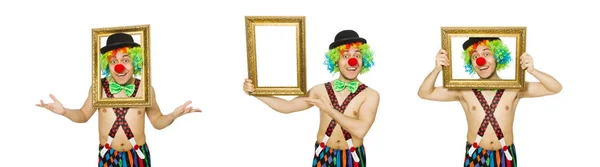 小丑与镜框上白色孤立 — 图库照片