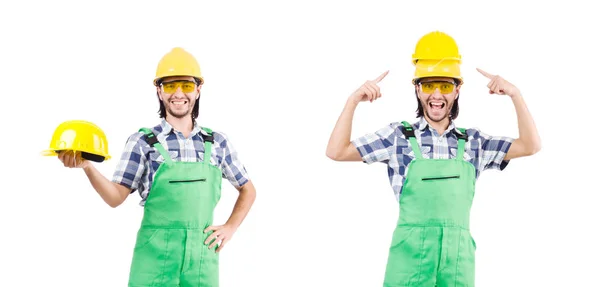 Trabajador industrial aislado en el fondo blanco — Foto de Stock