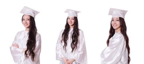 Giovane studentessa su bianco — Foto Stock