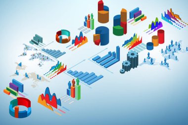 Çeşitli grafikler ve grafikler - 3d oluşturma