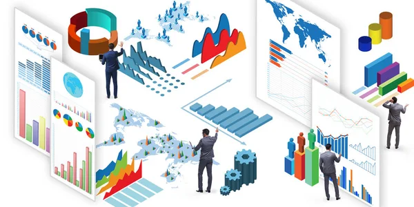 Imprenditore nella visualizzazione aziendale e nel concetto di infografica — Foto Stock