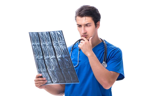 Radiologiste médecin avec image radiographique isolée sur blanc — Photo