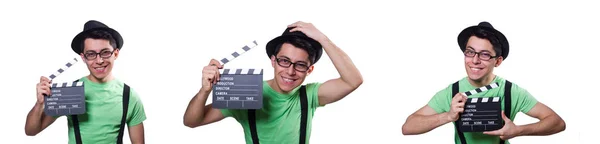 Rolig människa med film board — Stockfoto
