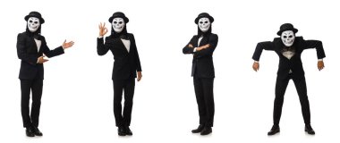 Adam korkutucu maskesi üzerine beyaz izole