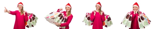Ung kvinna i jul shopping koncept — Stockfoto