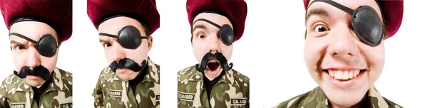 Grappige soldaat in militair concept — Stockfoto