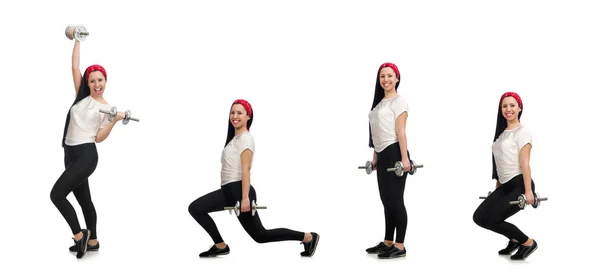 Wanita Muda Berolahraga Dengan Dumbbells — Stok Foto