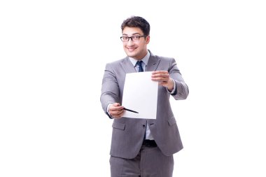 Boş mesajı olan işadamı beyaza izole edildi