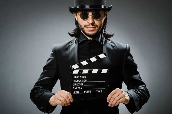 Vintage concept with man wearing black top hat — Stock Photo, Image