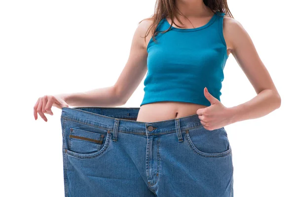 Concetto di dieta con jeans oversize — Foto Stock