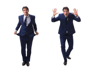 Genç işadamı beyazda izole edilmiş 