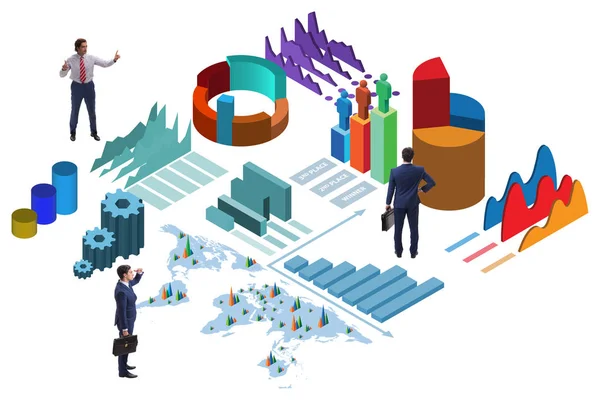 Empresario en análisis de negocios concepto de infografías —  Fotos de Stock