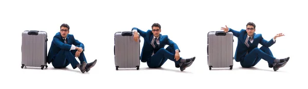 Empresário em conceito de viagem de negócios isolado em branco — Fotografia de Stock