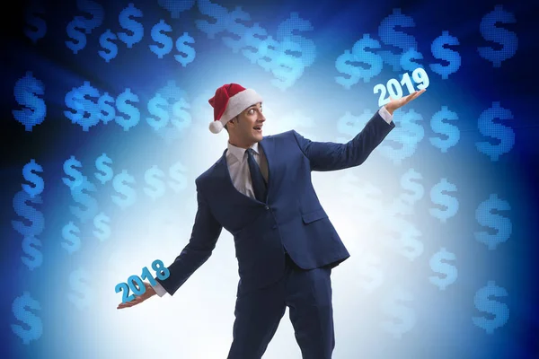 Businessman with 2018 and 2019 years — Stock Photo, Image