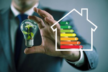Enerji verimliliği kavramında iş adamı