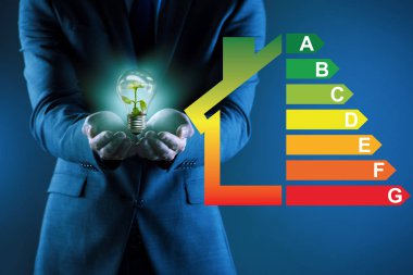 Enerji verimliliği kavramında iş adamı