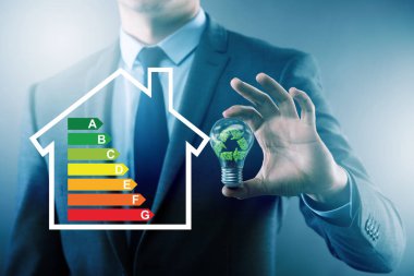 Enerji verimliliği kavramında iş adamı