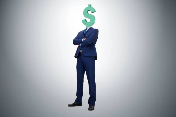 Businessman with dollar sign instead of head — Stock Photo, Image