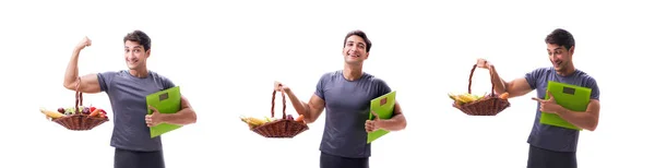 Man Promoting Benefits Healthy Eating Doing Sports — Stock Photo, Image