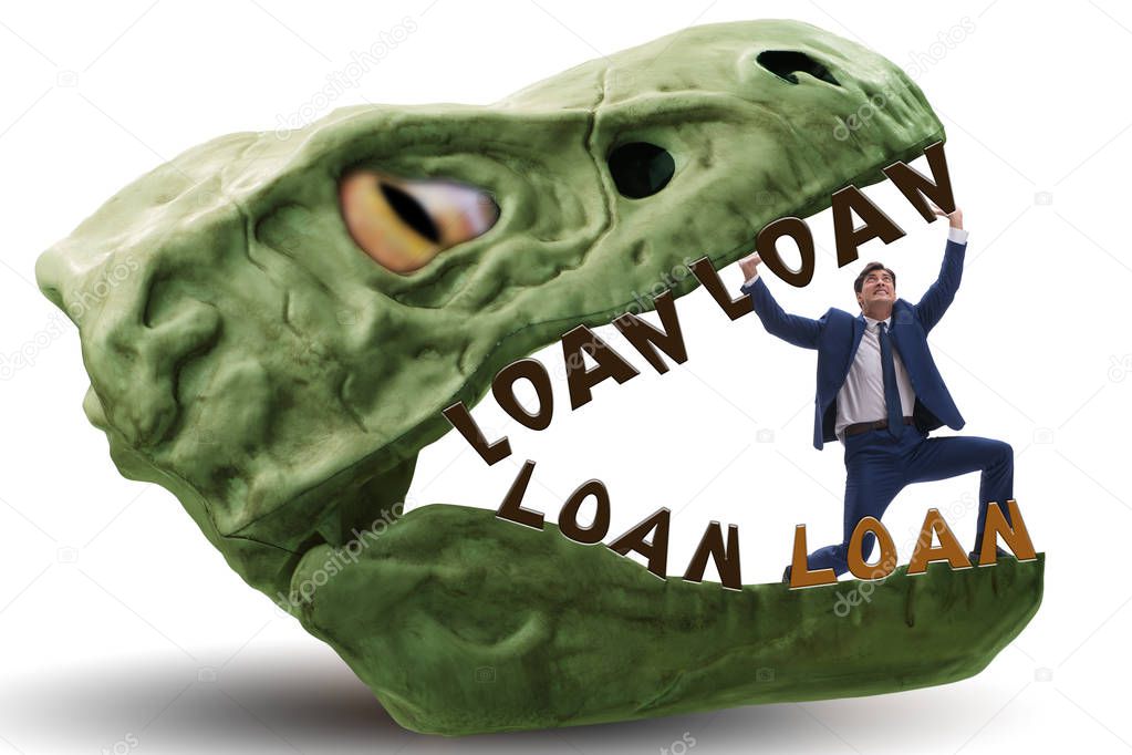 Businessman in the jaws of debt and loan