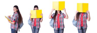 genç kız öğrenci üzerinde beyaz izole