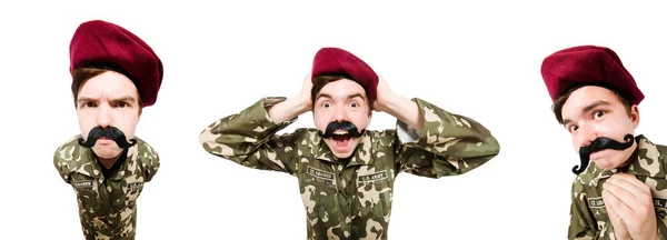 Grappige soldaat in militair concept — Stockfoto