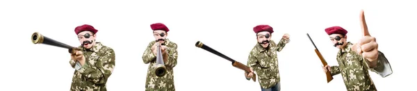 Lustiger Soldat im militärischen Konzept — Stockfoto