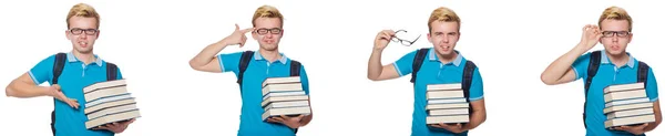 Jonge student geïsoleerd op witte achtergrond — Stockfoto